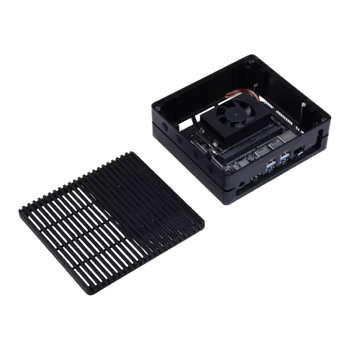 Seeed Studio reComputer J4011 Jetson Orin NX 8GB açık görünüm, iç donanım ve fanlı soğutma modülü